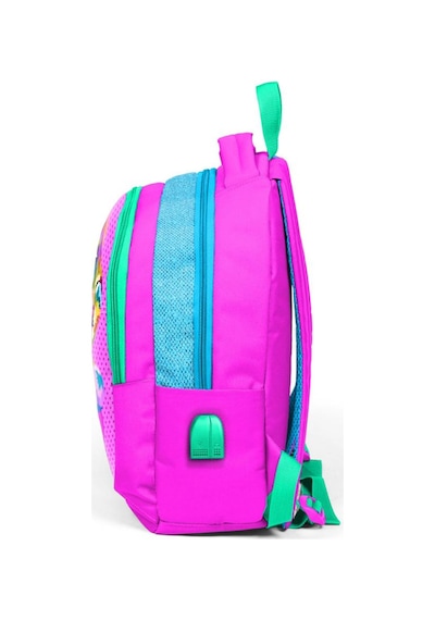 Coral High Kids Simli Kedi Desenli Üç Bölmeli USB Şarjlı Kulaklık Çıkışlı Okul Sırt Çantası 24301