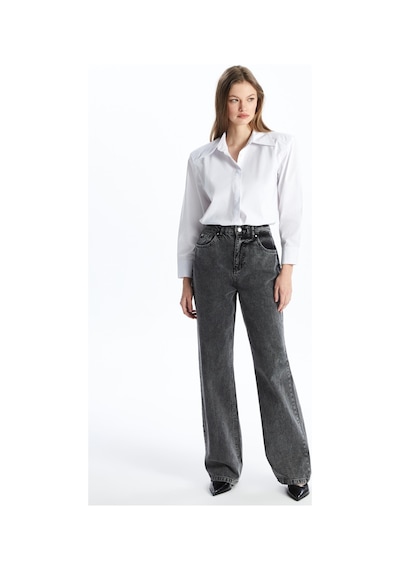 Antrasit Wide Leg Yüksek Bel Jean-antrasit Antrasit