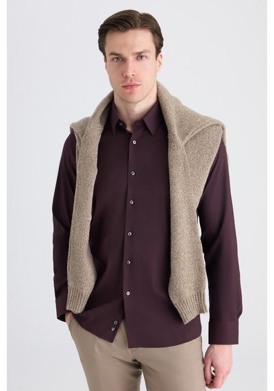 Twn Slim Fit Mürdüm Düz Gömlek 5ef02ad10288m Mrd