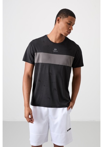 Tommy Life Siyah Polyester Nefes Alan Jakarlı İnce Esnek Standart Fit Erkek Performans T-shirt - 88398 Siyah