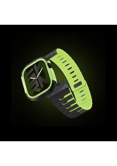 Watch 10 46mm Skinarma Nightglow Atom Tpu Kasa Koruyucu Ve Gemini Silikon Kordon Gri-yeşil