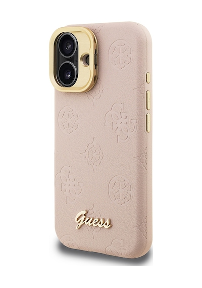 Apple Uyumlu iPhone 16 Kılıf Guess Lisanslı M-safe Şarj Özellikli Kamera Standlı Pu Deri Peony Kapak Pembe