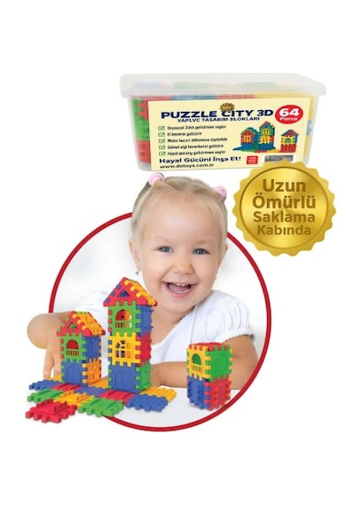 Puzzle City Blok 3d Yapı Ve Tasarım Blokları 64 Parça