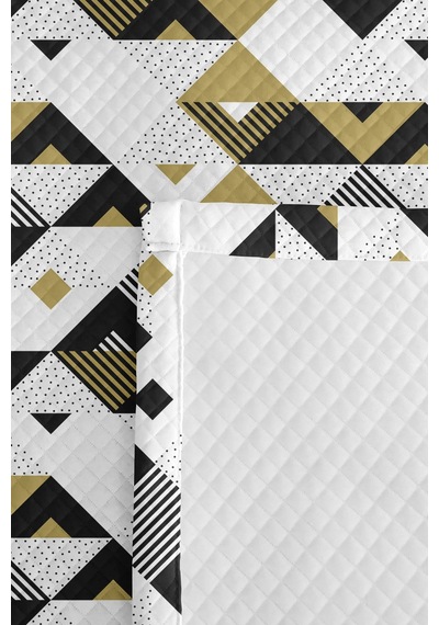 Siyah Geometrik Modern Genç Odası Tek Kişilik Pike Takımı-gold Beyaz 160x220cm Kapitone Yatak Örtüsü Dokulu İpek Anısı