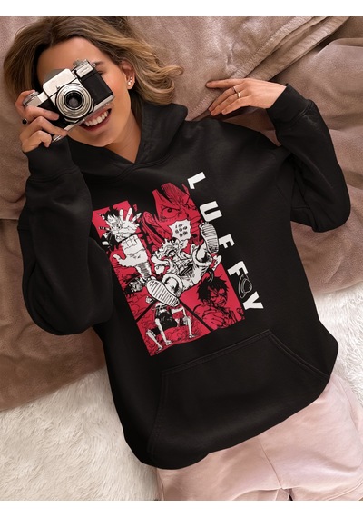 Sevbano Monkey D. Luffy One Piece Baskılı Unisex Oversize Anime Karakter Siyah Sevbano Monkey D. Luffy One Piece Baskılı Unisex Oversize Anime Karakter Siyah