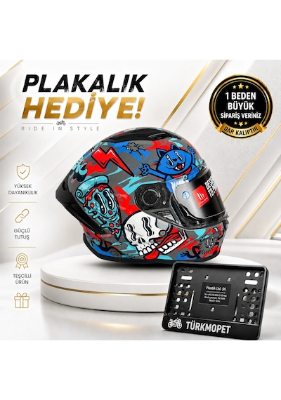 Mt Helmets Stinger 2 Solid Güneş Vizörlü Full Face Kapalı Kask + Plakalık Kırmızı