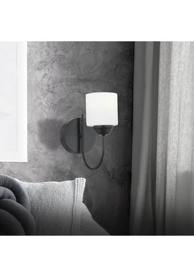 Esila Siyah Boyalı Duvar Lambası Yatak Odası-Yatak Başı-Banyo İçin Modern Aplik Siyah