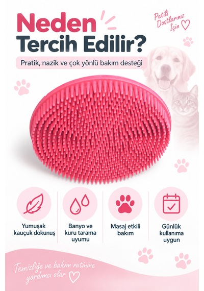 Showtech Kauçuk Kedi Köpek Banyo Ve Kuru Tarama Fırçası Yuvarlak