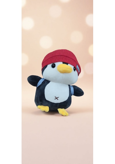 Lucky Şanslı Penguen Bereli Sırt Çantalı Peluş Oyuncak 02 - Çok Renkli