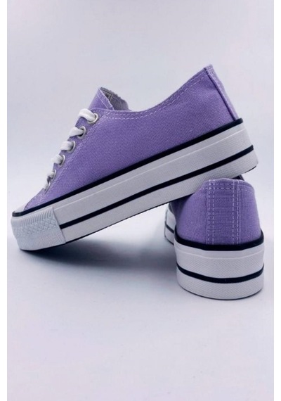 Skywalk Keten Lila Yüksek Taban Sneaker Spor Ayakkabı Lila