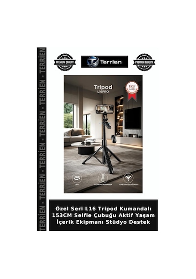 Özel Seri L16 Tripod Kumandalı 153cm Selfie Çubuğu Aktif Yaşam İçerik Ekipmanı Stüdyo Destek