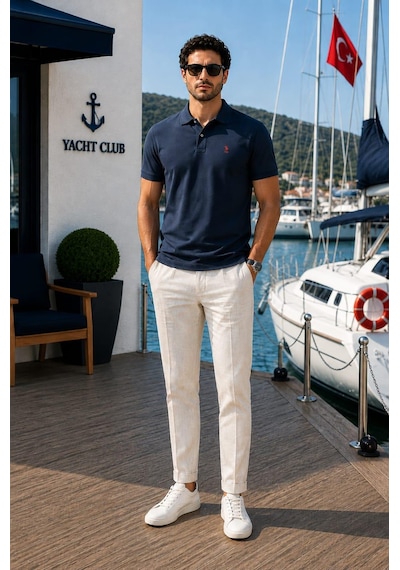 Alexander Gardi Polo Yaka Düğme Detaylı T-shirt Lacivert