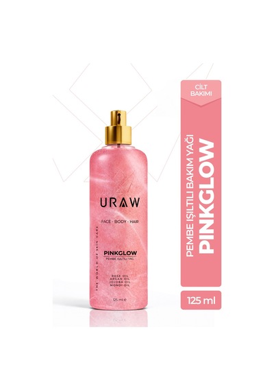 Uraw Pink Glow Yüz Vücut ve Saç İçin Işıltı Veren Bakım Yağı 125 ML