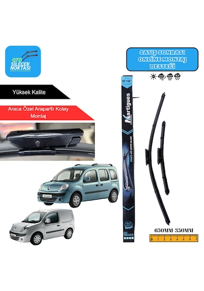 Renault Kangoo 2008 Araca Özel Uyumlu Ön Cam Silecek Takımı 650mm-350mm