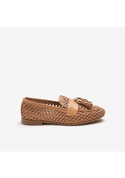 Cookıebutter Klasik Ayakkabı Kadın 95v6 Frau Woven Leather Loafers Wıth Tassels Kahverengi