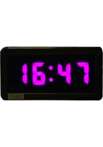 Dijital Led Duvar Ve Masa Saati Ve Derece - Mor Kasa Ölçüleri: 7x17 Cm