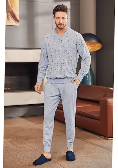Mecit Pijama Mecit 2757 Erkek Mavi Uzun Kollu Pijama Takımı 001