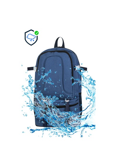 Galb Leather Seyahat Gunluk Outdoor Bel Ve Omuz Destekli Cift Suluklu Laptop Bolmeli Dagci Sirt Cantasi Lacivert
