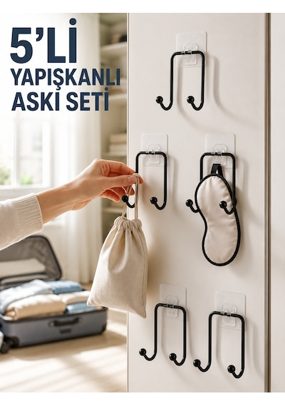5 Adet Yapışkanlı Askı Çok Amaçlı Mutfak Banyo Düzenleyici Askılık Diğer