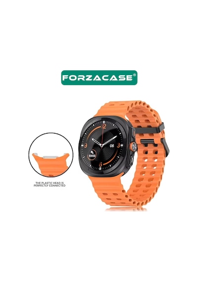 Forzacase Samsung Galaxy Watch 7 Ultra 47mm İle Uyumlu Delikli Oluklu Silikon Kordon Kayış - Fc863 Siyah