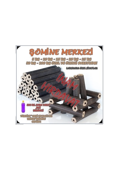 Şömine Odunu -50 Kg Özel Hazırlanmış Briket Şömine Odunu+ Jel