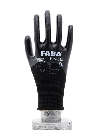 Faba Ep-1322 Siyah Nitril Polyester Eldiven-xl