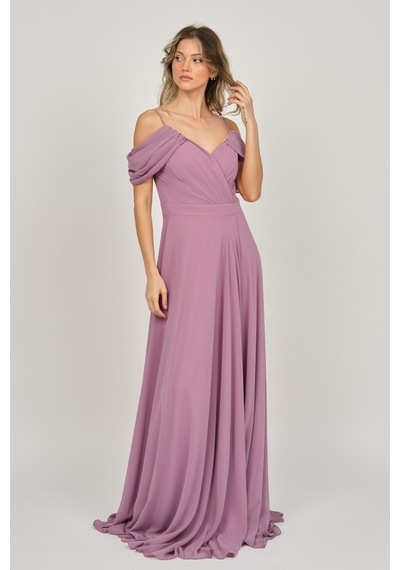 Lilas Xxl Kadın Derin Yırtmaçlı Uzun Abiye Elbise 5481027 Gül Kur Gül Kurusu