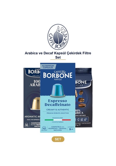 Caffe Borbone Arabica Ve Decaf Kapsül Çekirdek Filtre Set - Nespresso Uyumlu, 3 Yöntem Tek Pakette Diğer