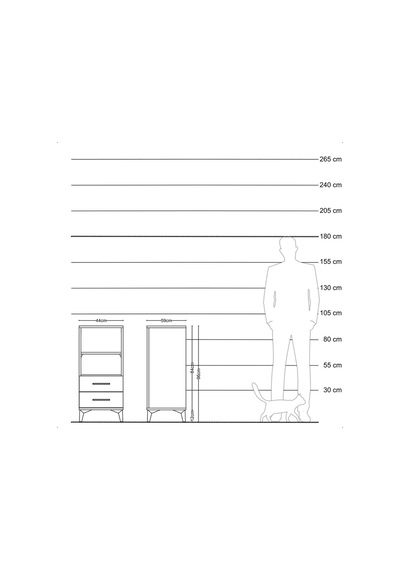 Kronos Komodin 2 Raflı 2 Çekmeceli 44x59x96 Çam-çam Çam