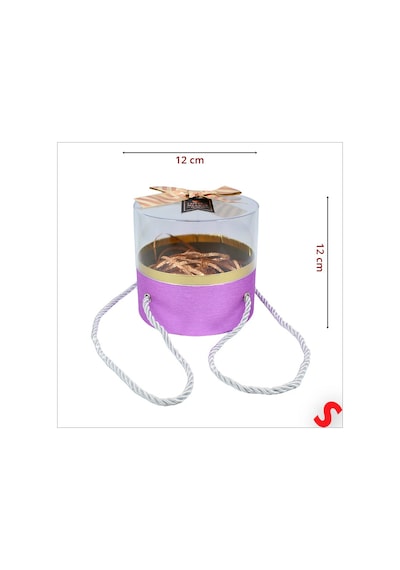 Pleksi Kapaklı Fiyonklu Ve Dolgulu Karton Kutu, 20cm - Mor