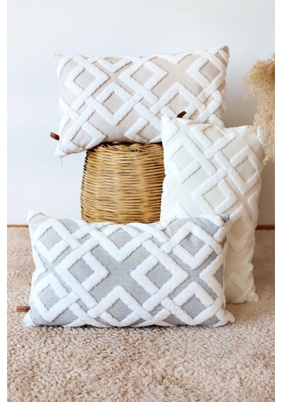 Bohem Özel Tasarım Punch Panç Desen Kare Dekoratif Kırlent Kılıfı 43x43 Cm Bej Sku: Zeusb09sy513l1 50 x 50