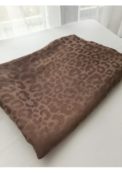 Laurel Scarf Leopar Desen Pamuk Ayrobin Jakar Şal Açık kahverengi