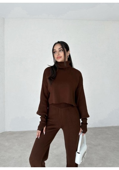 Movella Fashion Balıkçı Yaka Parmak Geçirmeli Movel 2 Li Triko Takım Kahverengi Kahverengi Movella Fashion Balıkçı Yaka Parmak Geçirmeli Movel 2 Li Triko Takım Kahverengi Kahverengi
