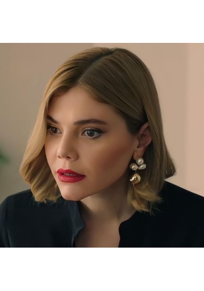 İncili Gold Top Küpe
