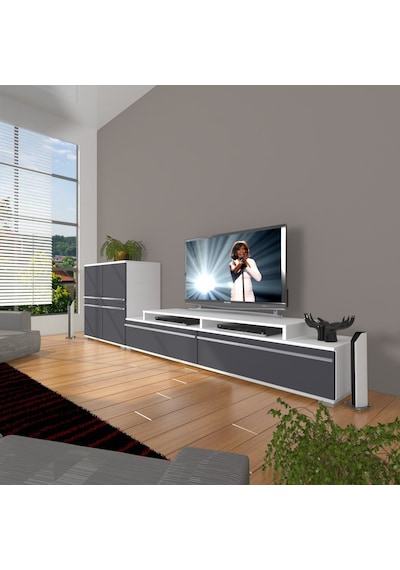 Decoraktiv Ekoflex On Mdf Tv Ünitesi Tv Sehpası Beyaz - Antrasit