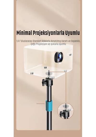 Gölge Stor Projeksiyon Cihazı Standı Ayaklı Projeksiyon Vidalı-gimbal Model Ayarlanabilir Yükseklik Tripod