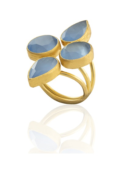 Kadir Jewellery 22 Ayar Altın Kaplama Zirkon Taşlı Kadın Vintage Yüzük Mavi 10548169