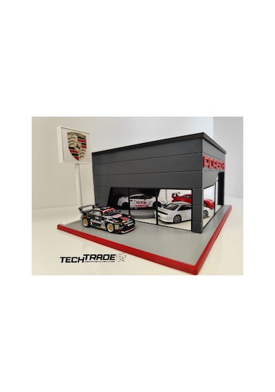 Porsche Diecast Showroom Garaj Diorama 1:64 Ölçek