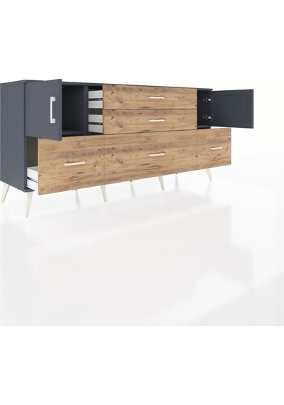 Hyperion Konsol 2 Raflı 5 Çekmeceli 2 Kapaklı 176x44x83 Antrasit-antrasit/çam Antrasit/çam Hyperion Konsol 2 Raflı 5 Çekmeceli 2 Kapaklı 176x44x83 Antrasit-antrasit/çam Antrasit/çam