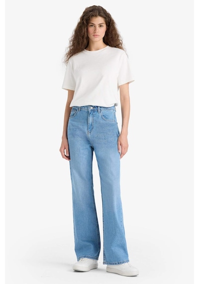 Defacto 90s Wide Leg Yüksek Bel Uzun Jean Yıkamalı Pantolon E9106ax25aunm85 Indigo