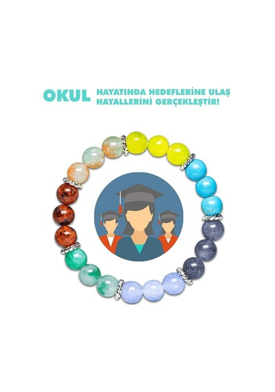 Öğrenci Bilekliği Kuvars Amazonit Mercan Akik Akuamarin Firuze Do Çok Renkli