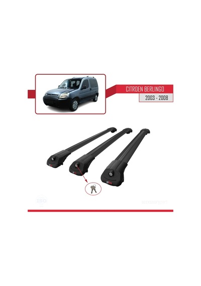 Citroen Berlingo 2003-2008 Arası İle Uyumlu Ace-1 Ara Atkı Tavan Barı Siyah 3 Adet Bar