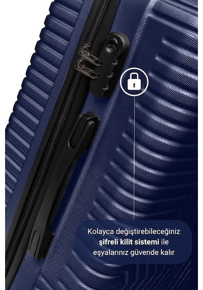 G&d Polo Suitcase Abs 3'lü Lacivert Lüx Valiz Seyahat Seti 600.04-set Lacivert
