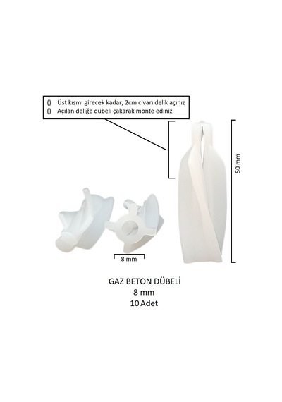 Gaz Beton Ytong Dübeli 8 Mm 10 Adet