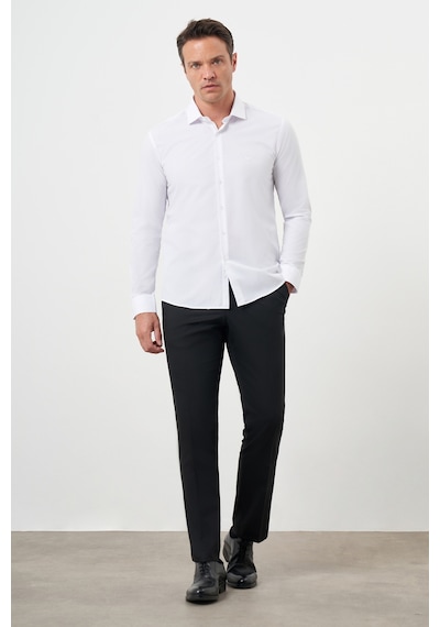 Morven Erkek Beyaz Basic Düz Desen İtalyan Yaka Slim Fit Gömlek 24mc004006600 Beyaz