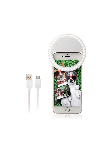 Şarjlı Led Selfie Işığı Led Light Halka Telefon Işığı 36 Led 3 Kademeli Beyaz