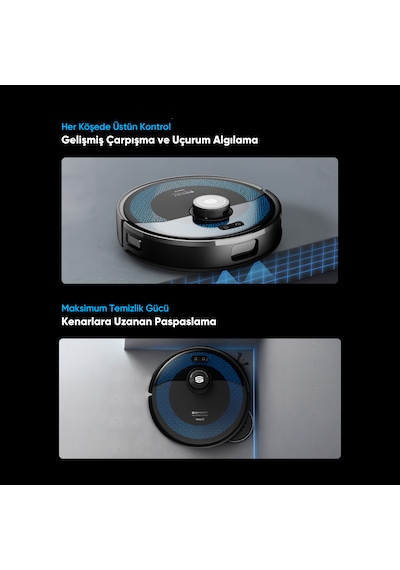Şımart Katya Ü Akıllı Robot Süpürge 15000Pa Otomatik Mop Yıkama Ve Kurutma Siyah