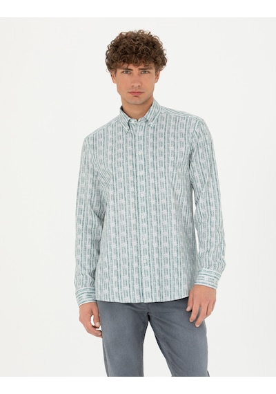 Pierre Cardin Erkek Koyu Mint Gömlek Desenli 50273550-vr152 Koyu Mint