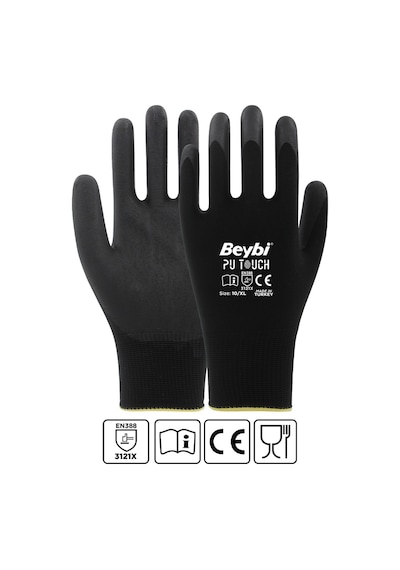 Beybi 7 Beden 12li Paket Poliüretan Kaplı Pu Touch Siyah Montaj