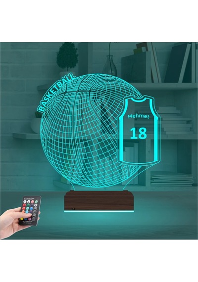 Luvivia Basketbol Topu Forma Kişiye Özel 3d Lamba - Masa Gece Lambası Şeffaf